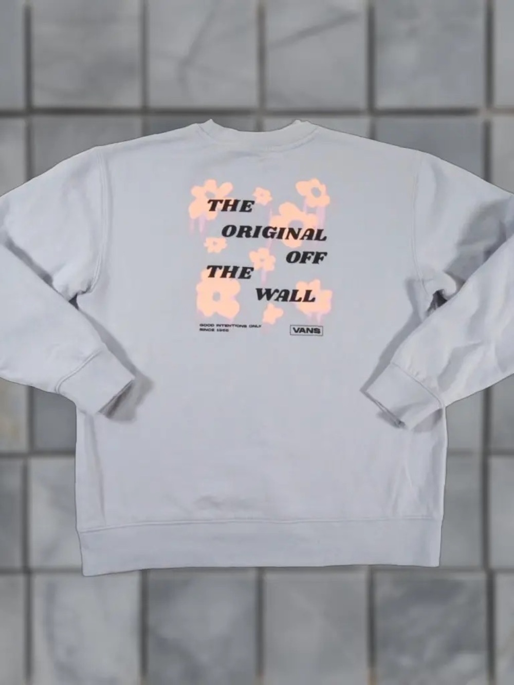 Vans Retro Light Blue and Peach Floral Crewneck Sweatshirt